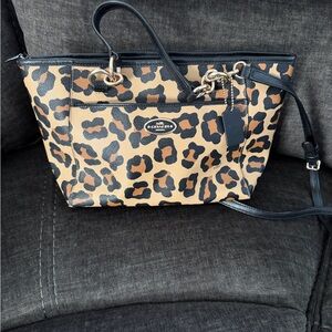 Coach Tan and Black Leopard Tote